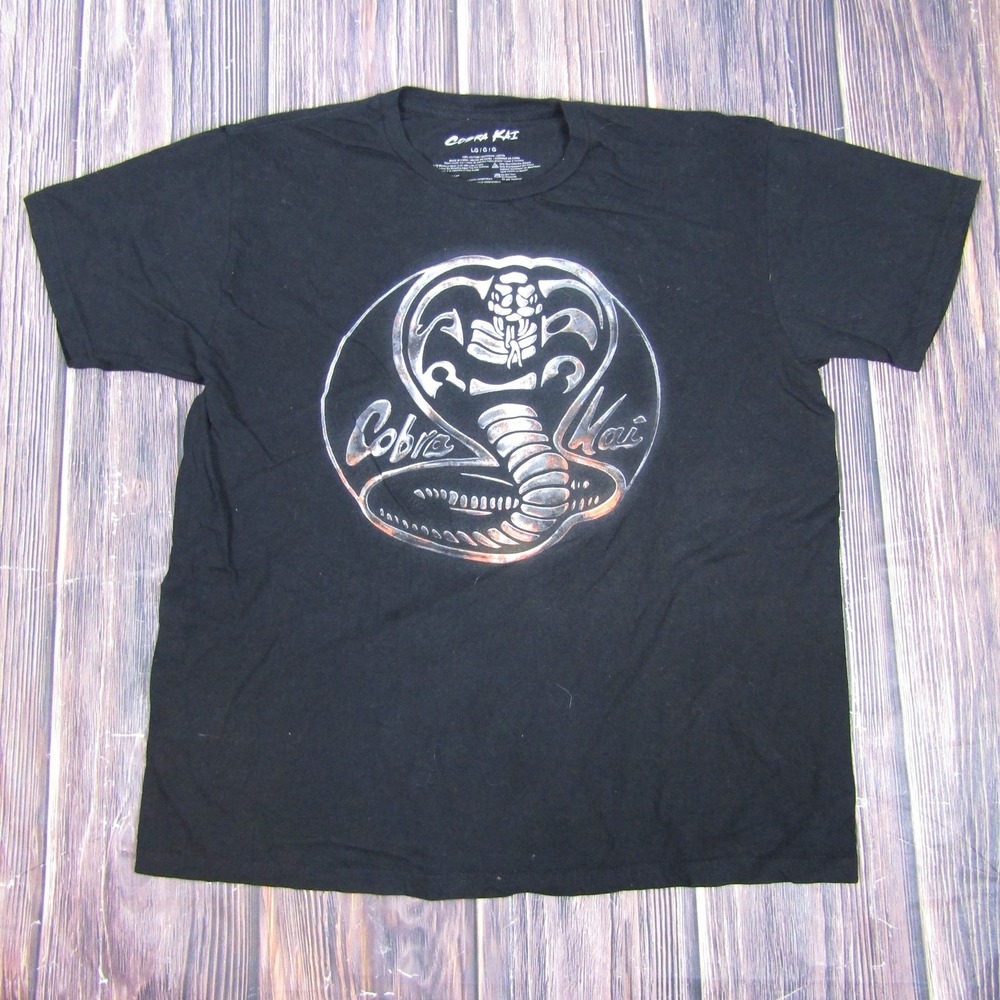 Cobra Kai Shirt Mens Large Black Karate Dojo Logo Graphic Retro TV Show‎ Tee